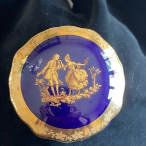 LIMOGES VTG gold-leaf porcelain candydish vase